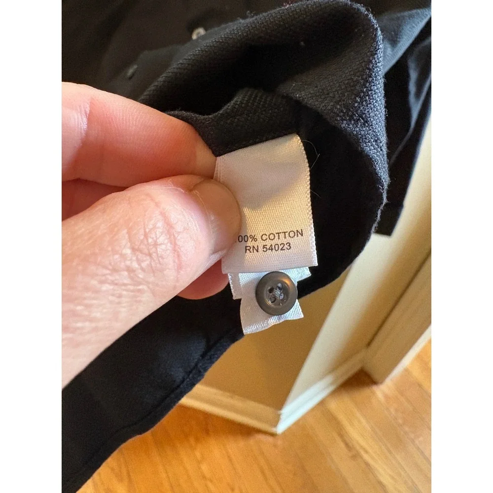 Banana Republic Mens Non Iron Slim Fit Dress Shirt Black 15-15.5 M Cotton RN5402